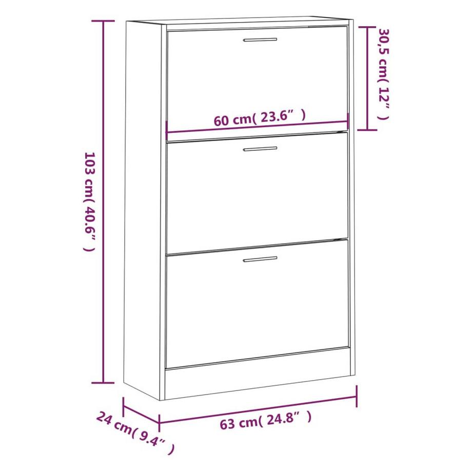 VidaXL Armoire à chaussures bois d'ingénierie  