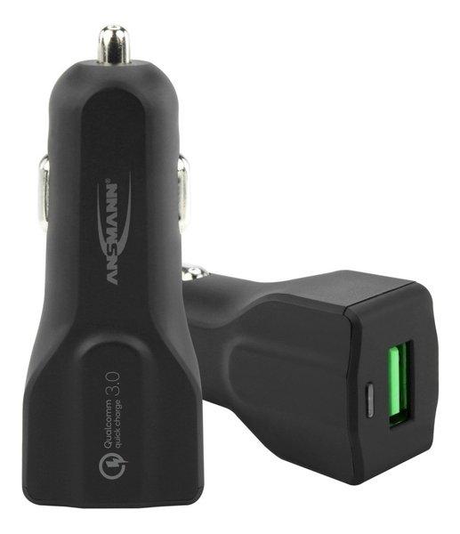 ANSMANN  1000-0024 chargeur d'appareils mobiles Téléphone portable, Smartphone, Tablette Noir Allume-cigare Charge rapide Auto 