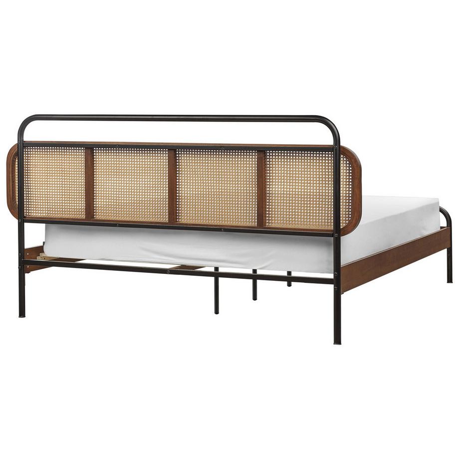 Beliani Lit avec sommier en Bois d'hévéa Rétro BOUSSICOURT  