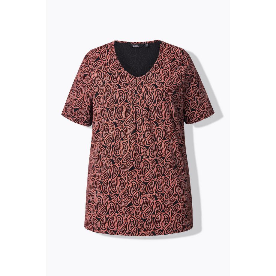 Ulla Popken T-shirt Pieghe Decorative Linea A Scollo a V Mezza Manica  