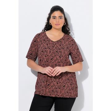 T-shirt dal taglio svasato con pieghe decorative, scollo a V e mezze maniche