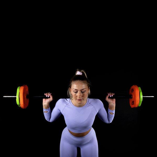 GladiatorFit  Kit bodybuilding Pump con 6 dischi + barra + 2 dischi di arresto 31 mm GladiatorFit 