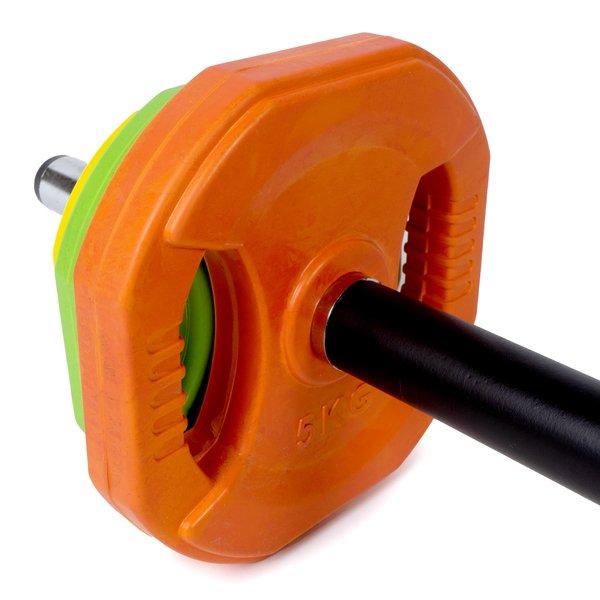 GladiatorFit  Kit bodybuilding Pump con 6 dischi + barra + 2 dischi di arresto 31 mm GladiatorFit 