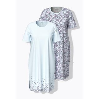 Ulla Popken Camicia da notte Confezione doppia Fiori Scollo rotondo Mezze maniche  