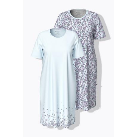 Ulla Popken Camicia da notte Confezione doppia Fiori Scollo rotondo Mezze maniche  