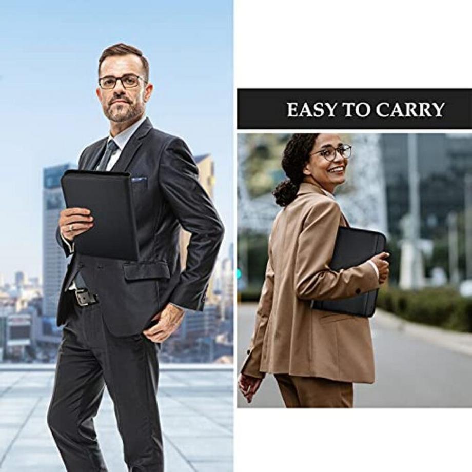 Only-bags.store  A4 Schreibmappe PU Kunstleder Konferenzmappe Portfolio mit Reißverschluss Klemmbrett Notizblock 