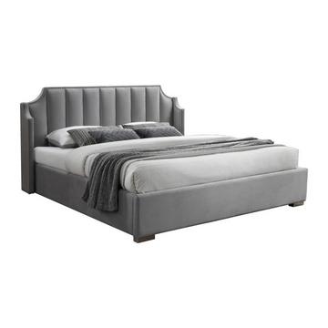 Letto con contenitore 140 x 190 cm con testata letto curva Velluto Grigio  - TEOMIS