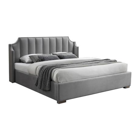 Vente-unique Letto con contenitore 140 x 190 cm con testata letto curva Velluto Grigio  - TEOMIS  