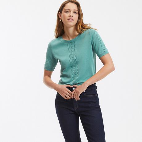 La Redoute Collections  Kurzärmeliger Pullover mit rundem Ausschnitt 