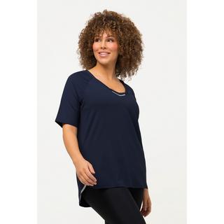 Ulla Popken  T-shirt à col V et manches courtes, protection UV 40+, matière recyclée 