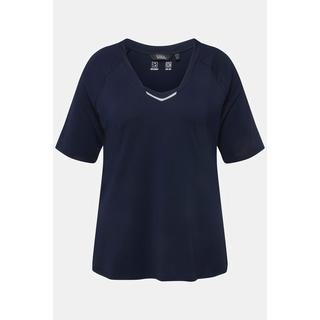 Ulla Popken  T-Shirt, UV-Schutz 40+, V-Ausschnitt, Halbarm, recycelt 