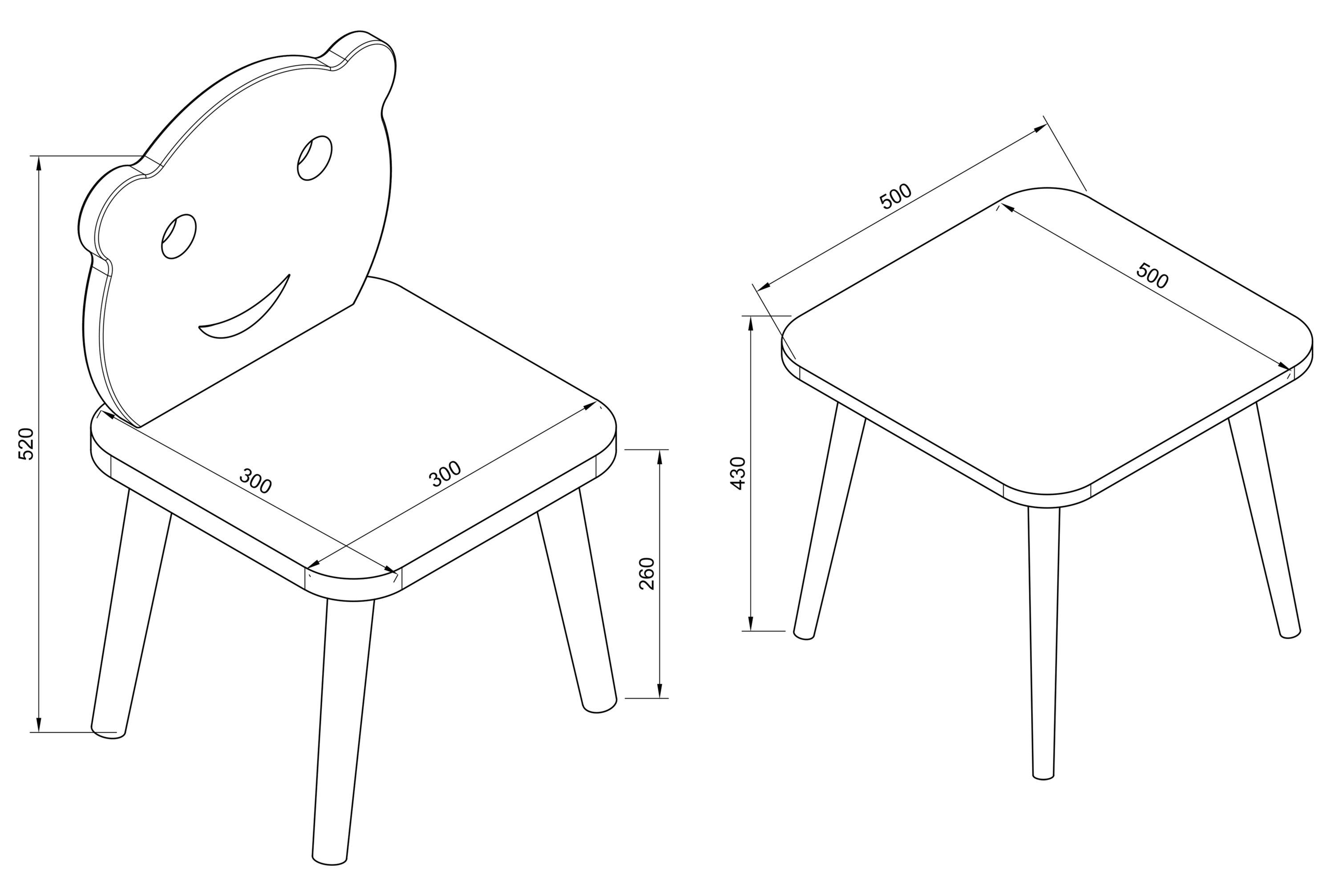 VCM  Ensemble de sièges 3 pièces pour chambre d'enfant Table Chaise Enfants LiLuLa 