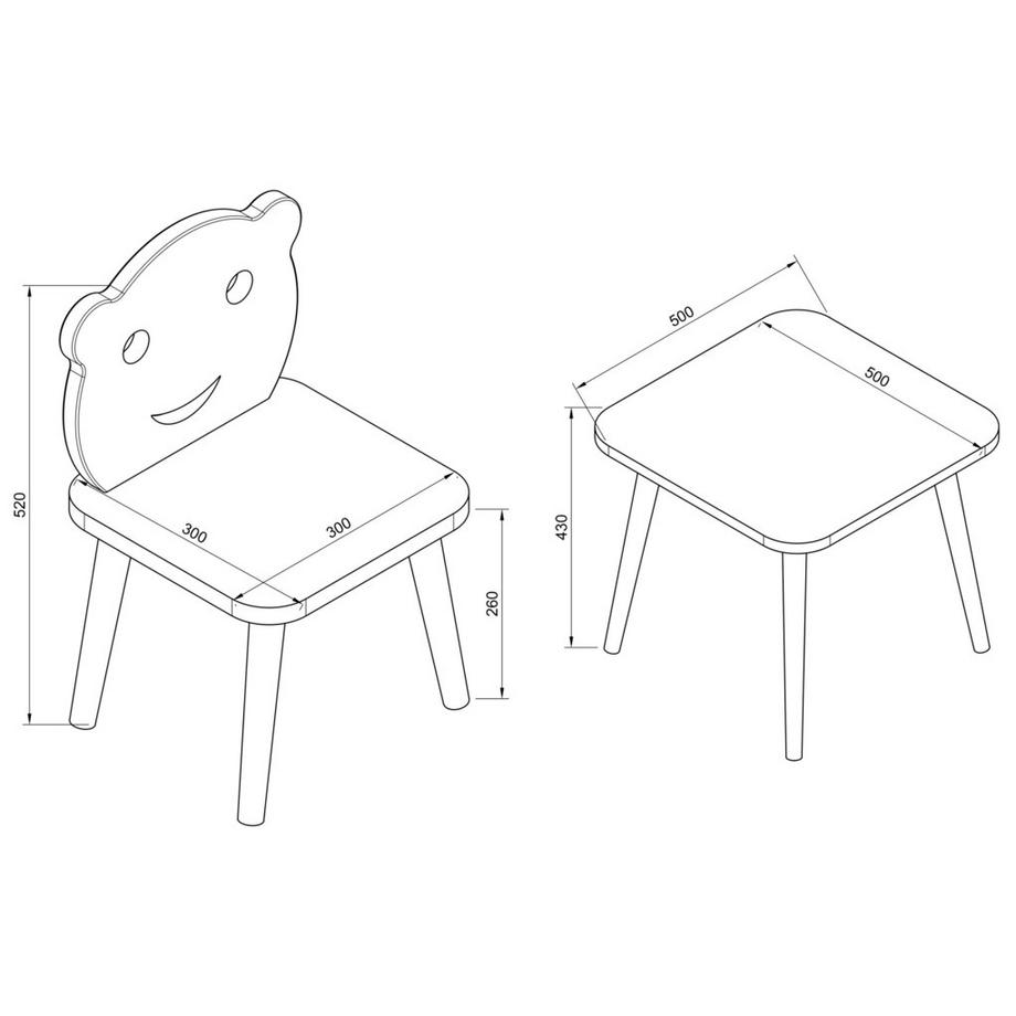VCM  3-tlg. Sitzgruppe Kinderzimmer Kindermöbel Tisch Stuhl Kinder LiLuLa 