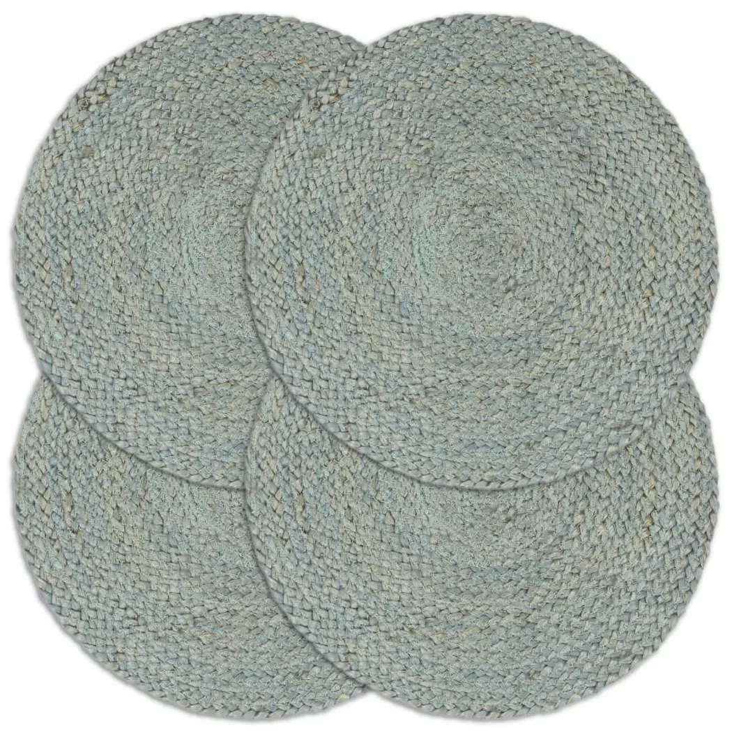 Napperons 4 pcs Vert olive Plain 38 cm Rond Jute