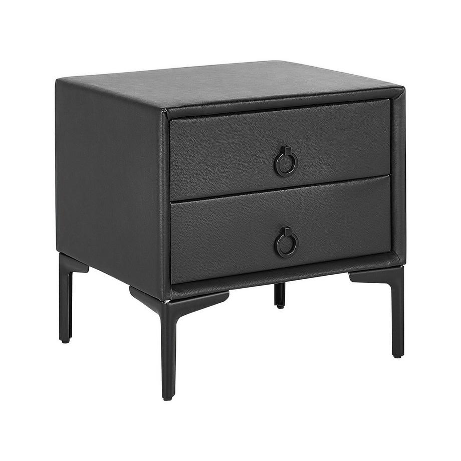 Beliani Nachttisch mit 2 Schubladen aus Kunstleder Glamourös SEZANNE  