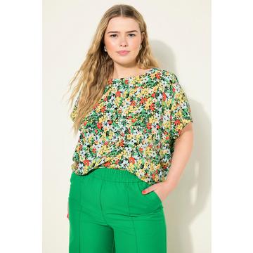 Blouse oversized à col rond et imprimé floral