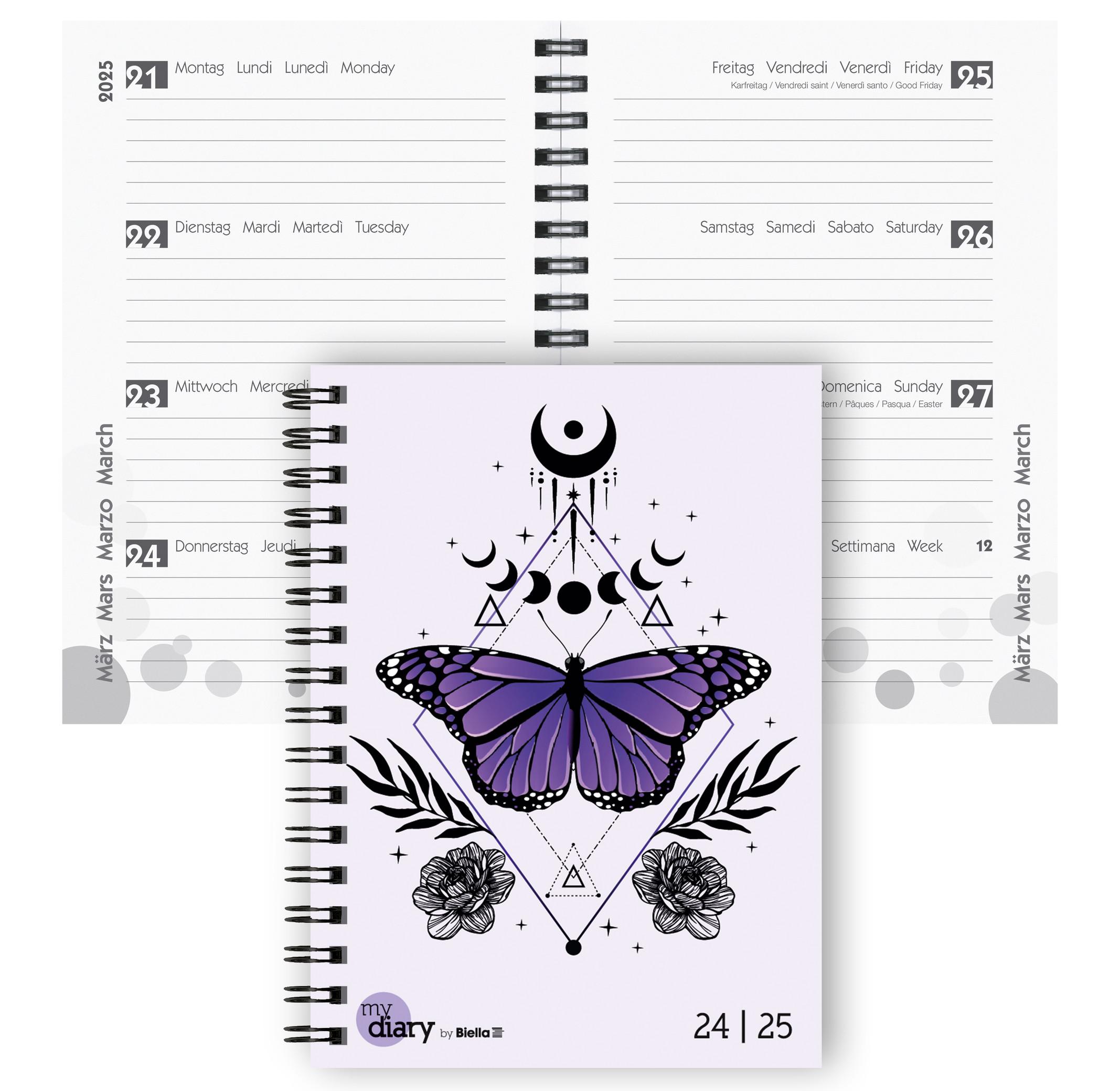 Biella Agenda scolaire mydiary Wire-O 3½ jours par page, Trend - Multicolores  