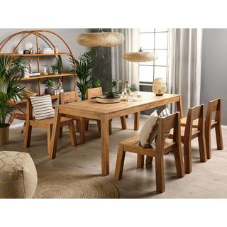 Beliani Lot de 6 chaises en Acacia Traditionnel LIVORNO  