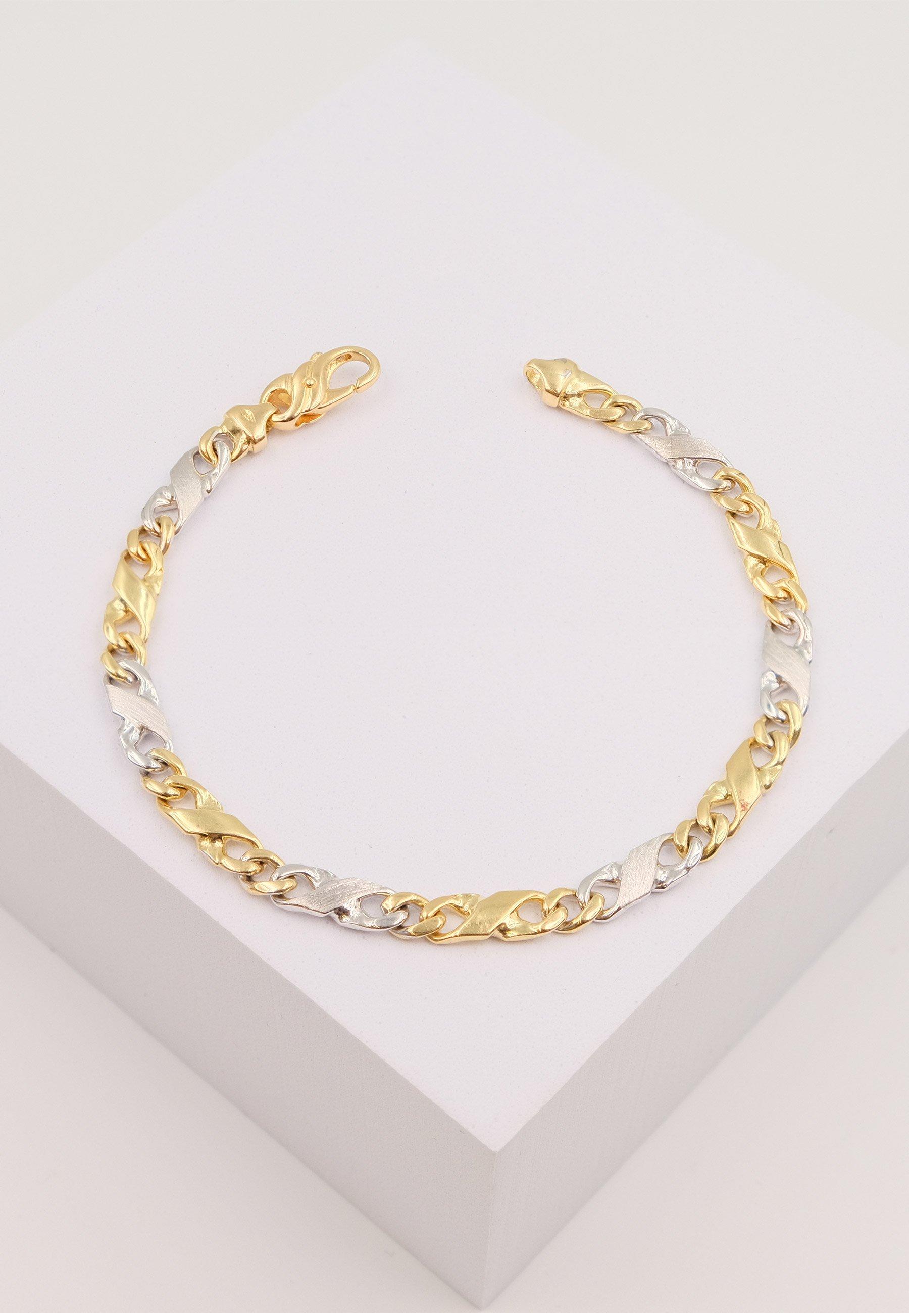 MUAU Schmuck  Bracelet Carrera bicolore jaune/blanc or 750, 22cm, 5mm 