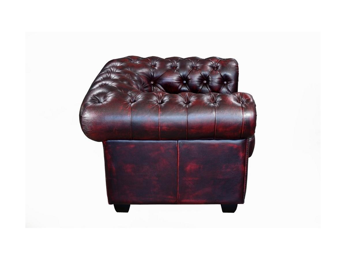 LINEA SOFA Fauteuil chesterfield BRENTON 100% cuir de buffle Cherry  