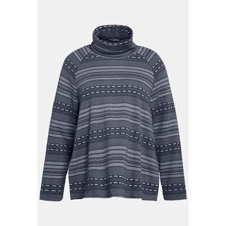 Ulla Popken  Sweatshirt, offene Seitennähte, Rollkragen, Biobaumwolle 