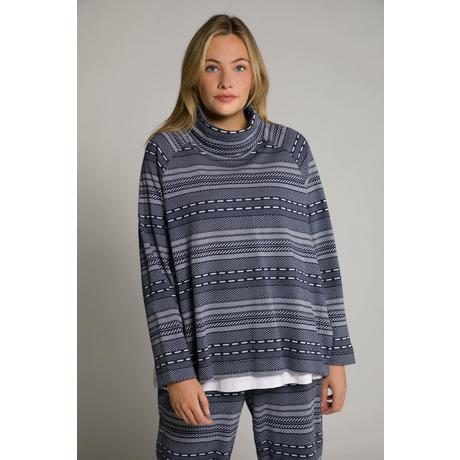 Ulla Popken  Sweatshirt, offene Seitennähte, Rollkragen, Biobaumwolle 