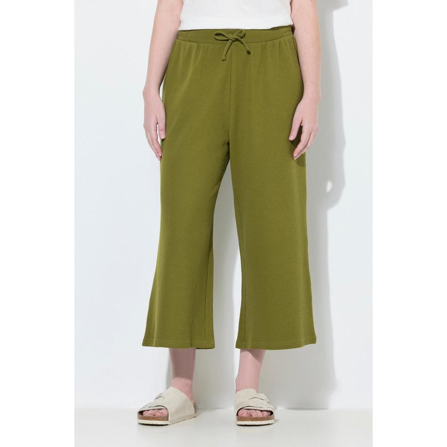 Ulla Popken Culottes Felpa Nido d'Ape Gamba Larga  