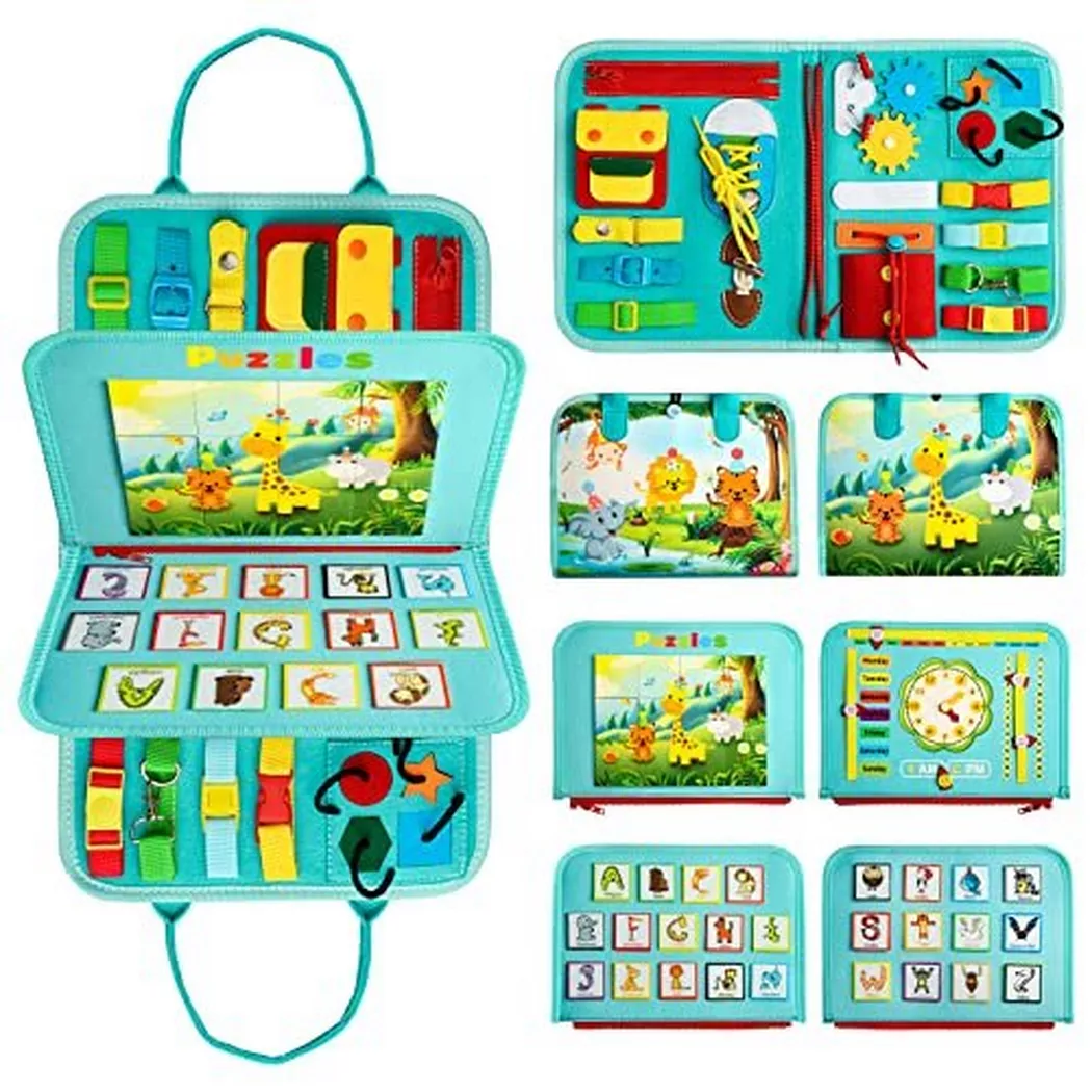 Activity-board - Busy Board für Kinder Activity Motorische Fähigkeiten Lernspielzeug, One Size, Rasengrün