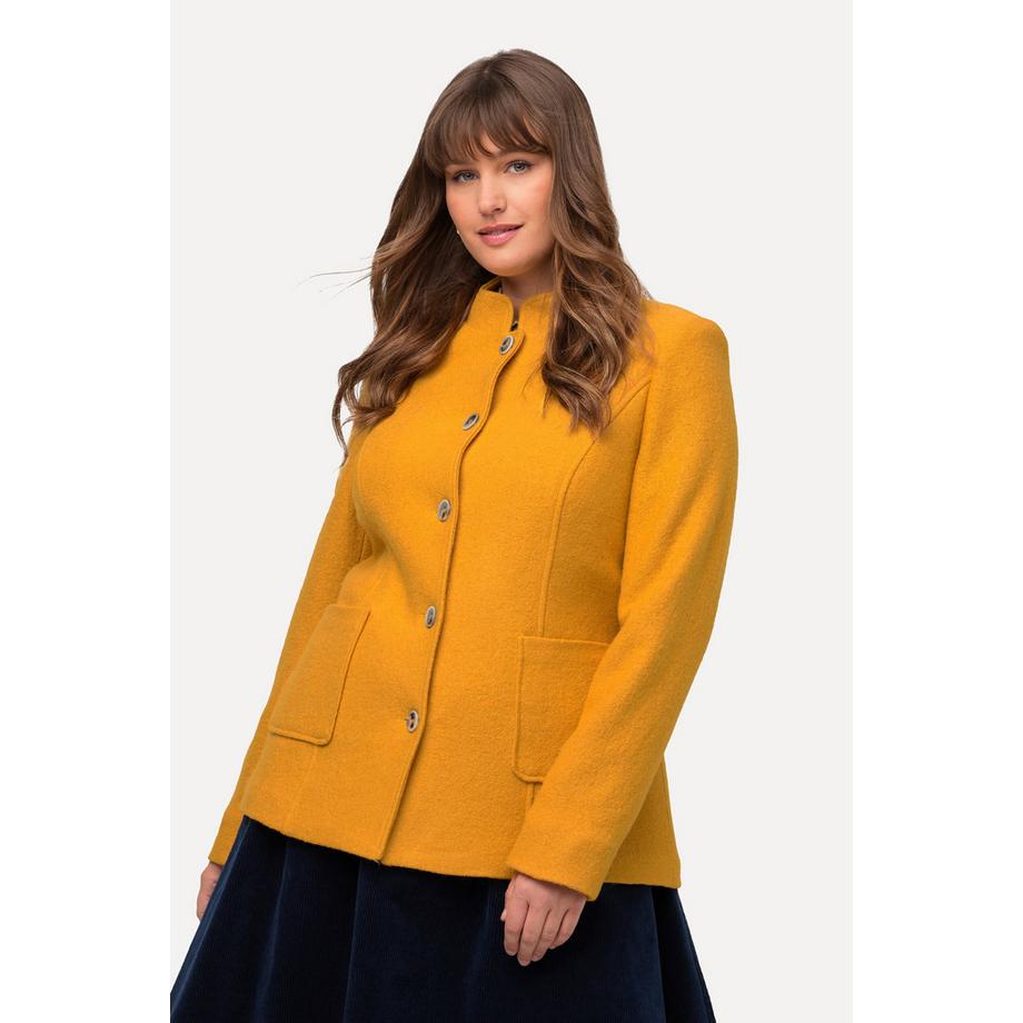 Ulla Popken Boiled Wool Slim Fit Janker Stehkragen Zierknöpfe  