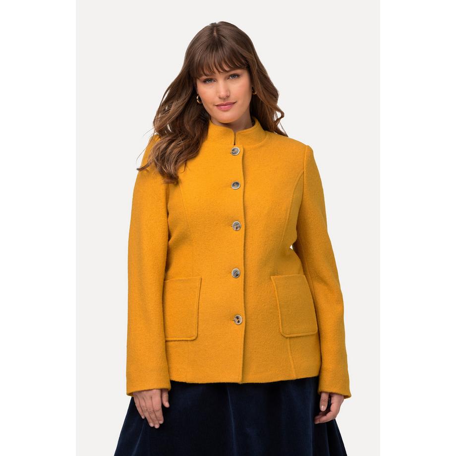 Ulla Popken Boiled Wool Slim Fit Janker Stehkragen Zierknöpfe  