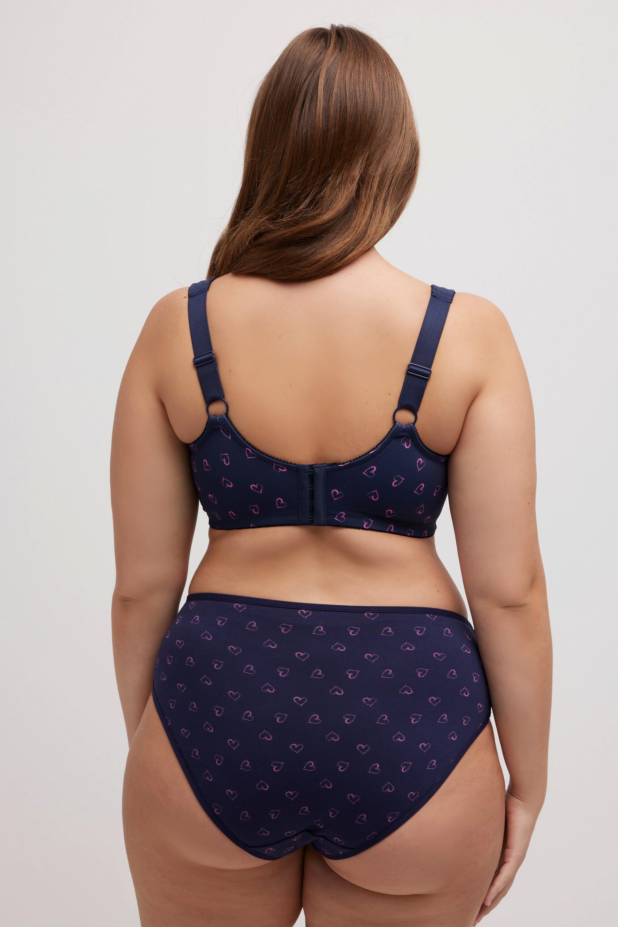 Ulla Popken  Soutien-gorge de maintien, sans armatures, imprimé petits cœurs - bonnet C-G. 