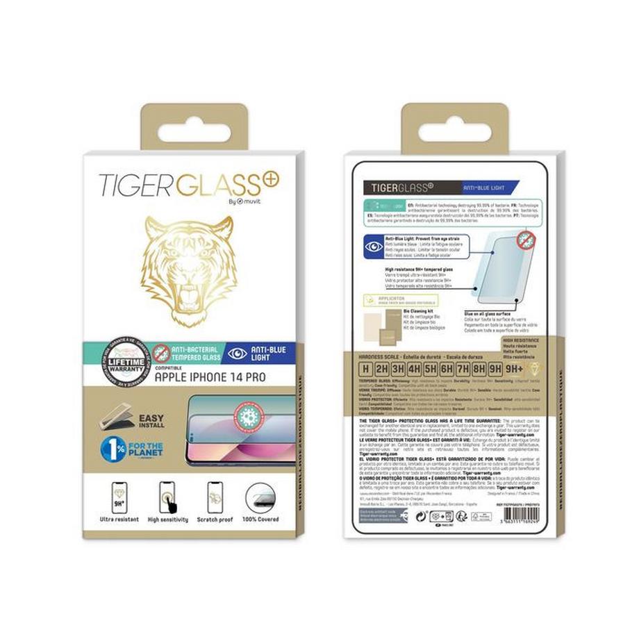 Tiger  Verre Trempé pour iPhone 14 Pro Anti Lumière Bleue 