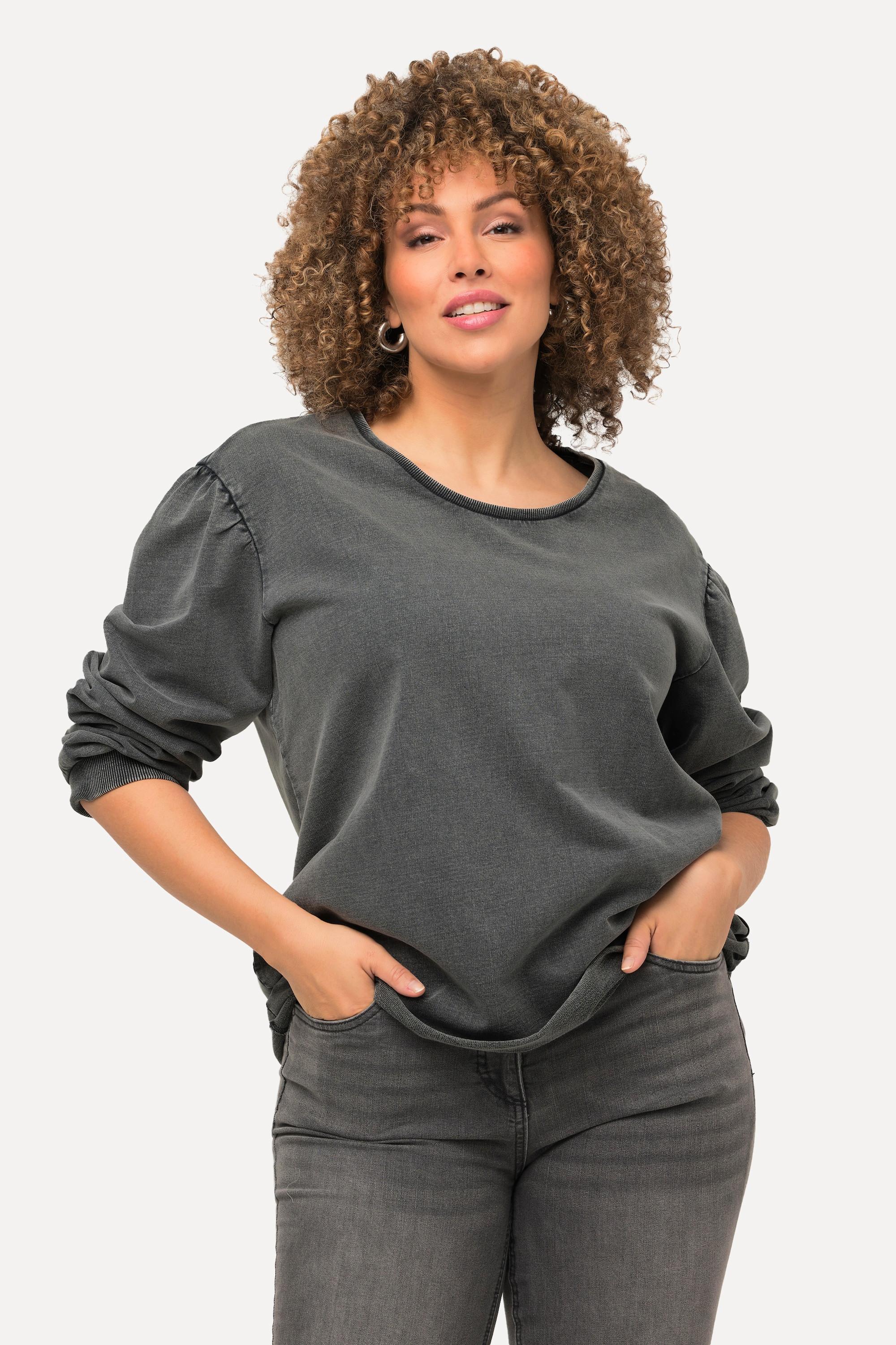 Ulla Popken  Sweat-shirt oversize à col rond et manches longues 