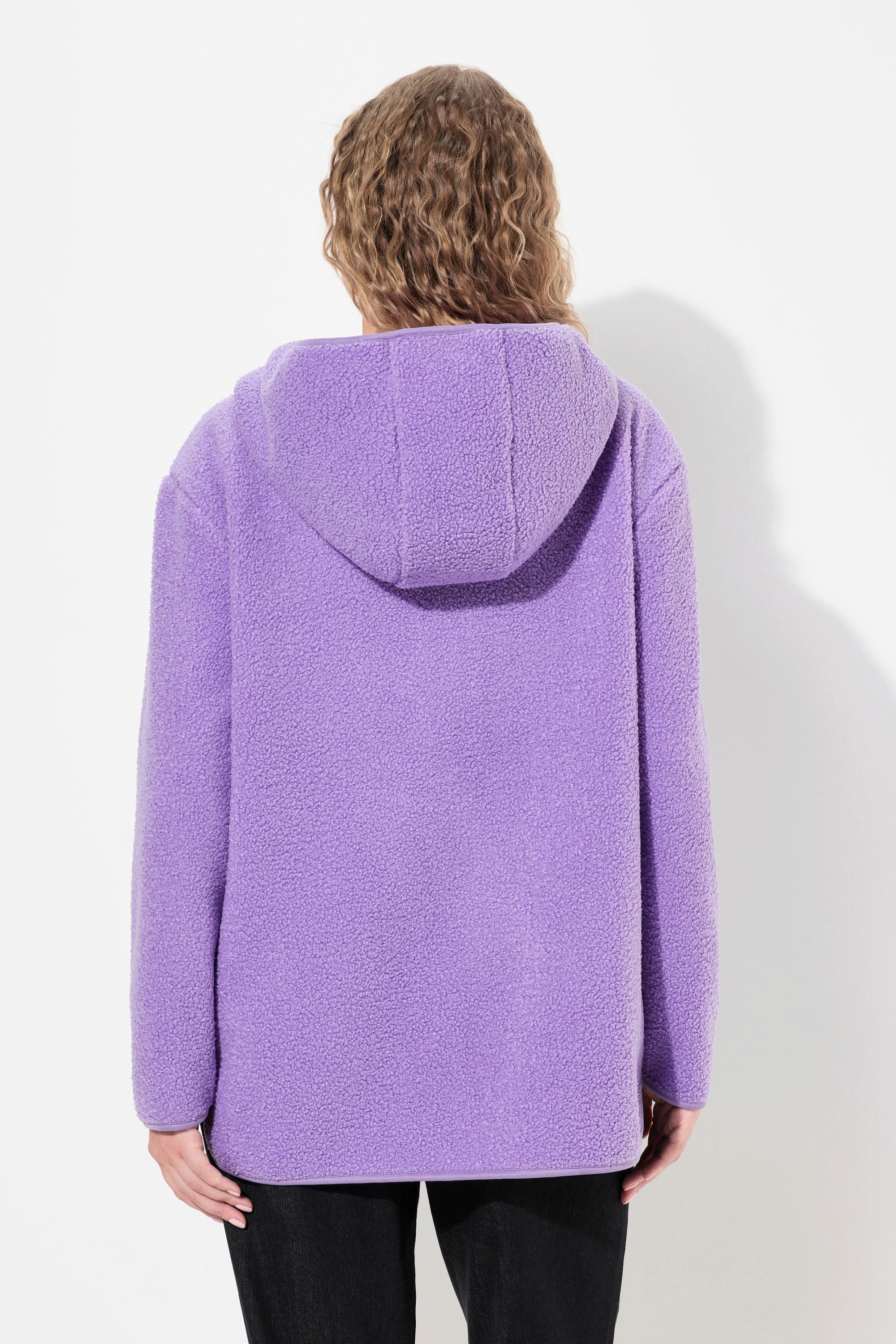 Ulla Popken  Pullover in teddy con cappuccio e maniche lunghe 