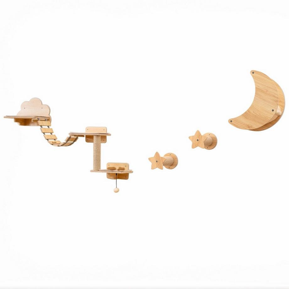 Set da parete per arrampicata per gatti, 6 pezzi