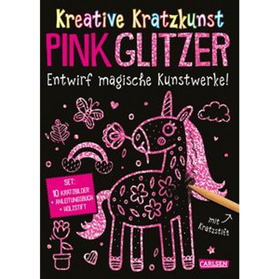 Carlsen  Kratzbilder für Kinder: Kreative Kratzkunst: Pink Glitzer 