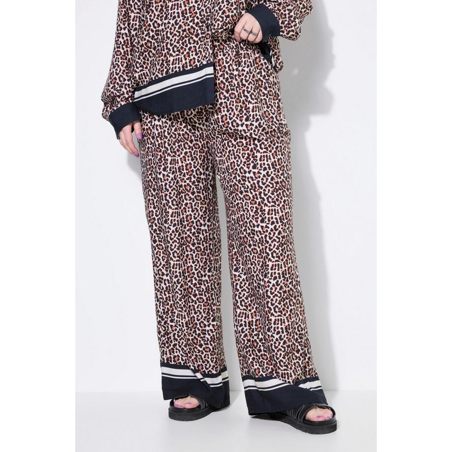 Studio Untold Wide Leg Hose Leo Saum-Bordüre  