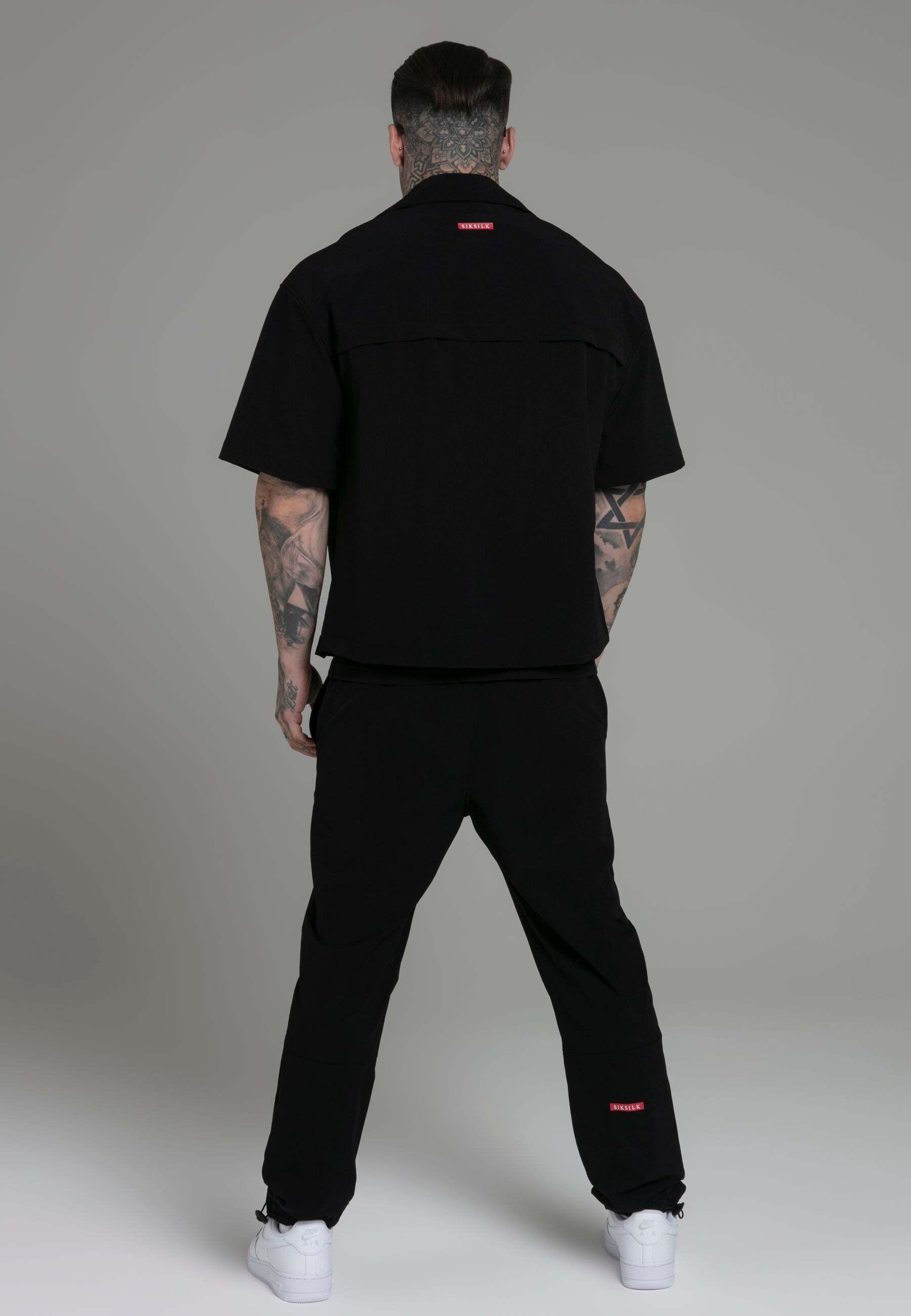 Sik Silk  Kurzarmhemd Utility Shirt in Black 