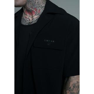 Sik Silk  Kurzarmhemd Utility Shirt in Black 