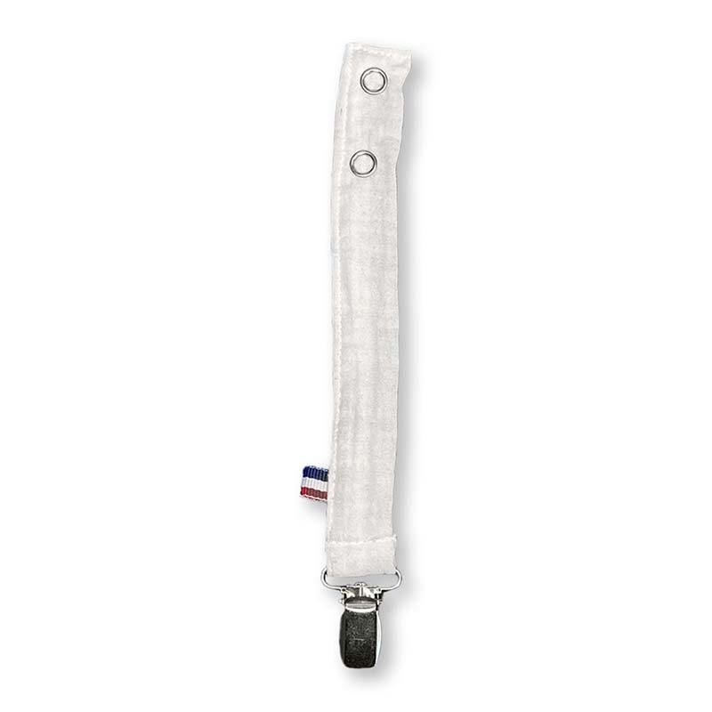 PAPATE  Attache Tétine en Coton Bio Teddy Blanc 