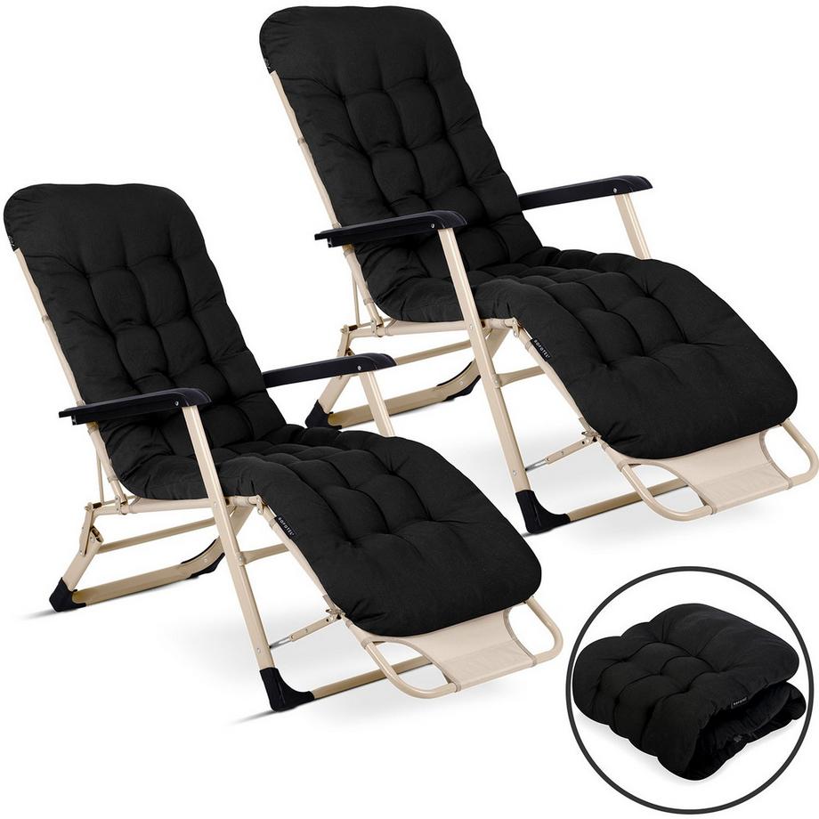 B2X Gartenliege klappbar mit Kissen Set von 2  