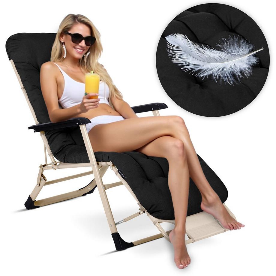 B2X Gartenliege klappbar mit Kissen Set von 2  