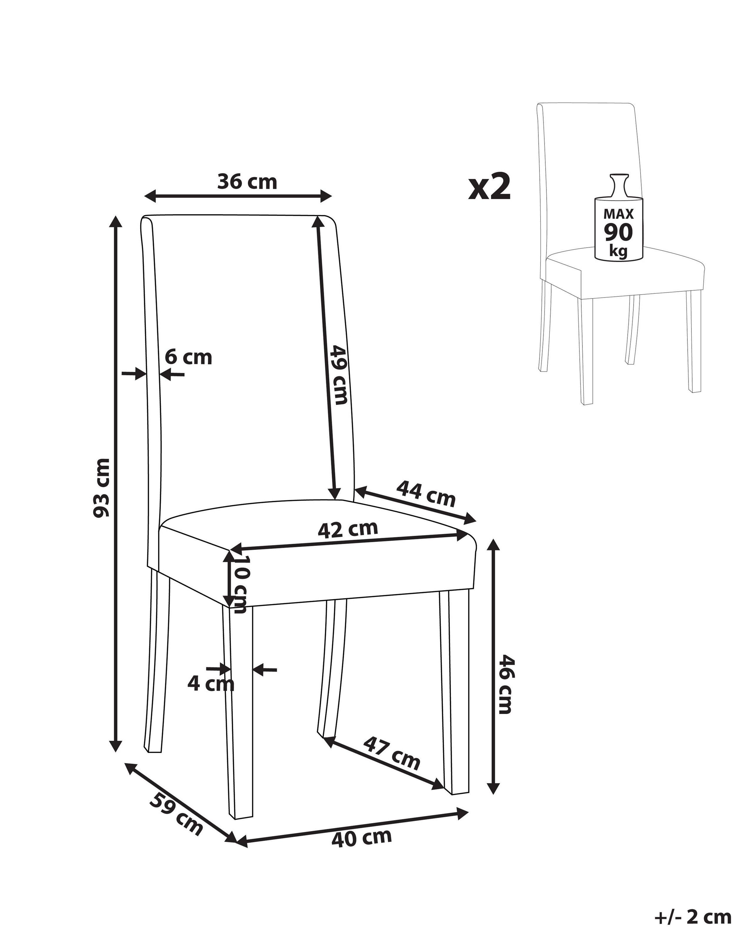 Beliani Esszimmerstuhl 2er Set aus Polyester Klassisch BROADWAY  