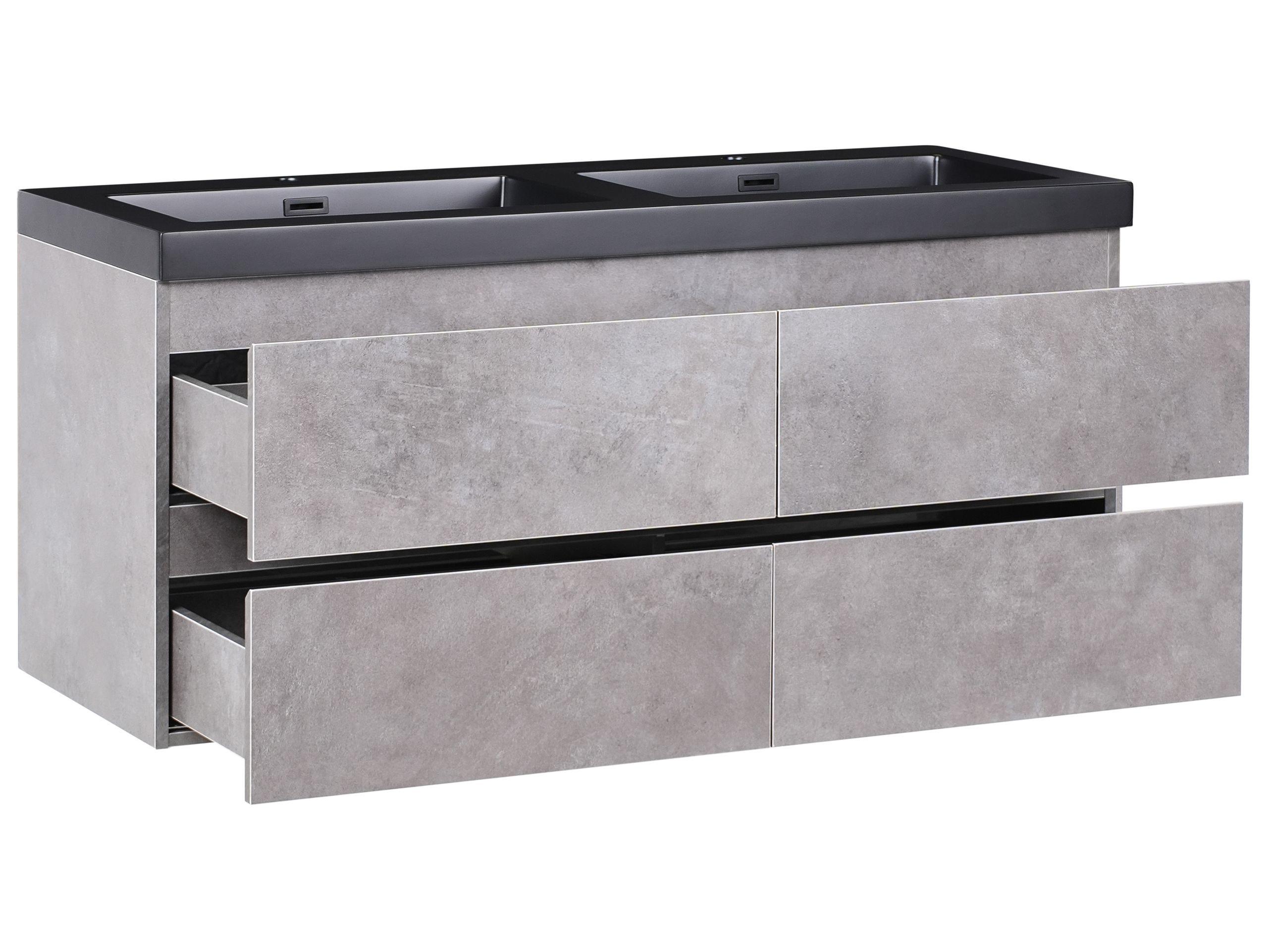 Beliani Wandmontierter Waschtischunterschrank mit Doppelwaschbecken aus MDF-Platte Modern CARDIEL  