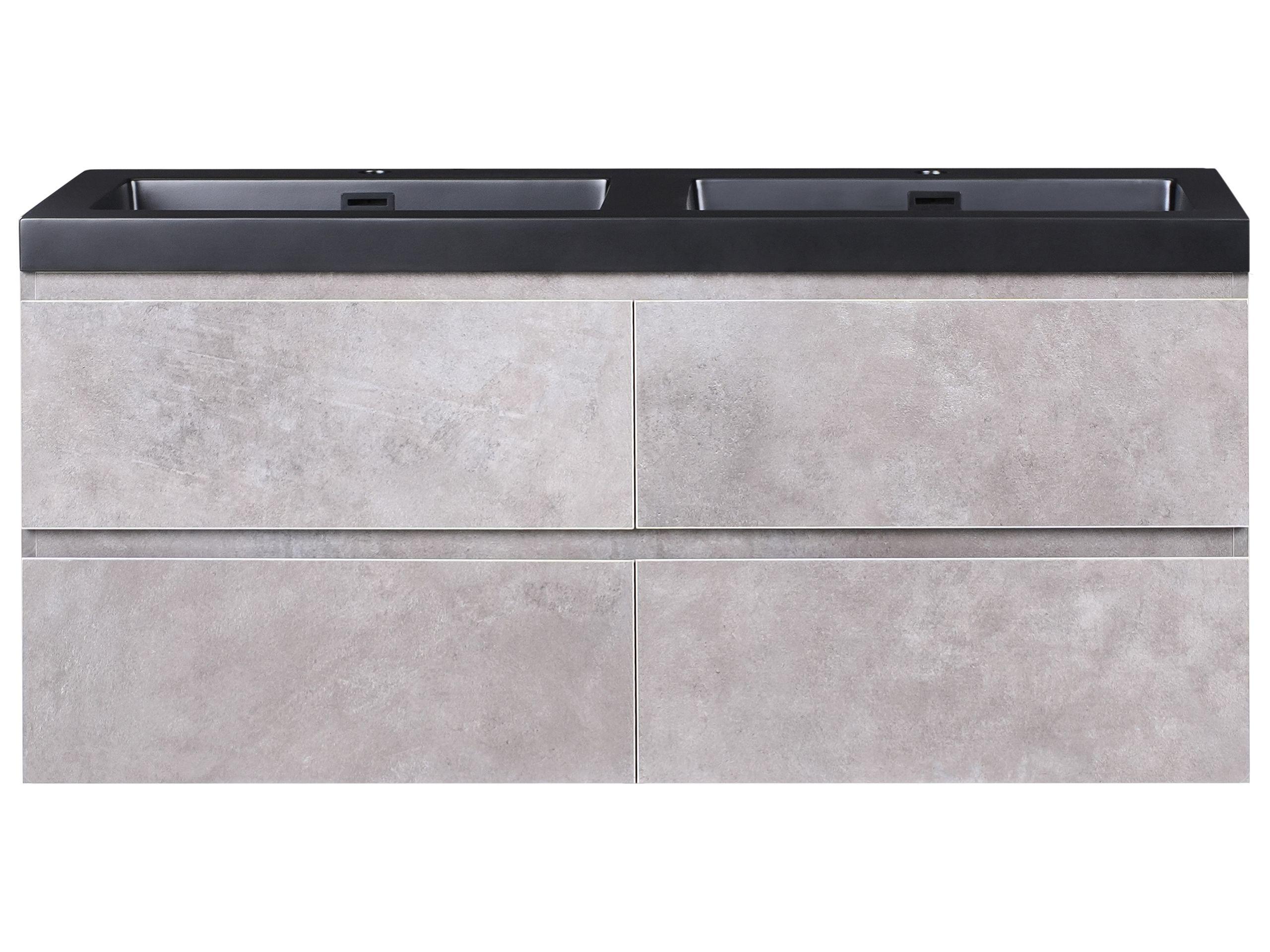 Beliani Wandmontierter Waschtischunterschrank mit Doppelwaschbecken aus MDF-Platte Modern CARDIEL  