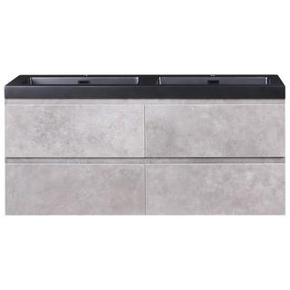 Beliani Wandmontierter Waschtischunterschrank mit Doppelwaschbecken aus MDF-Platte Modern CARDIEL  