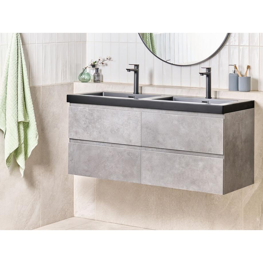 Beliani Meuble-lavabo mural avec double vasque en MDF Moderne CARDIEL  