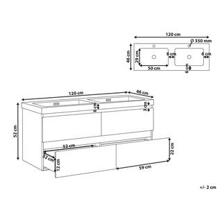 Beliani Wandmontierter Waschtischunterschrank mit Doppelwaschbecken aus MDF-Platte Modern CARDIEL  