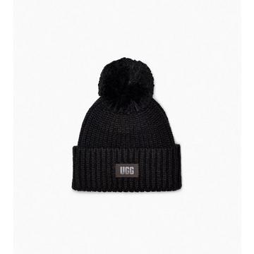 W CHUNKY KNIT HAT W POM-0
