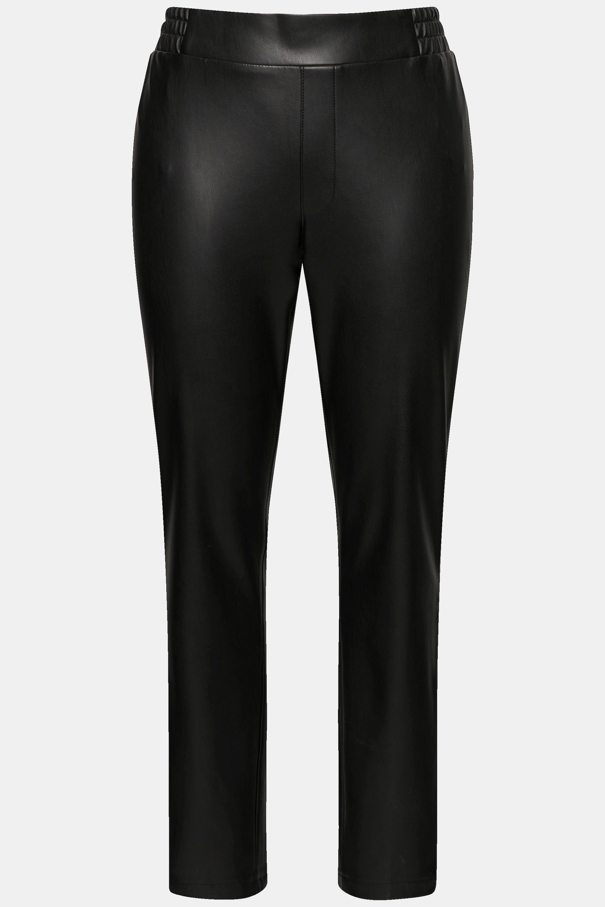 Ulla Popken  Pantalon en simili-cuir, matière stretch et taille élastique. Coupe Slim Fit. 